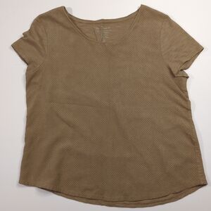 By Chicos Womens Size 1 Tan Textured Top Short Sleeve Layered Blouse Western